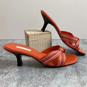 Liz Claiborne Rianna orange striped sandal, sz 7M